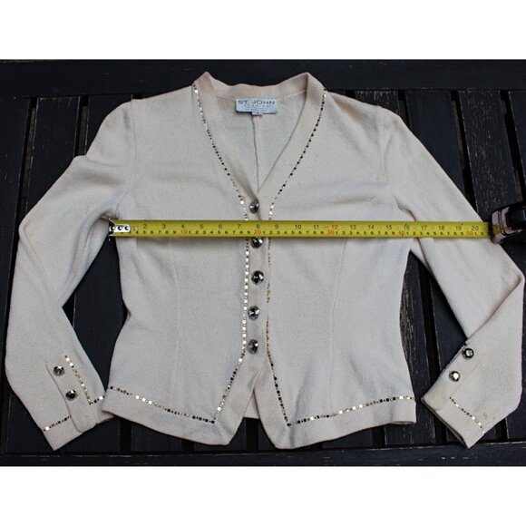 St John Evening - Women's Santana Knit Dinner Jacket w/Cristals, sz 4, Flaws - Picture 5 of 10